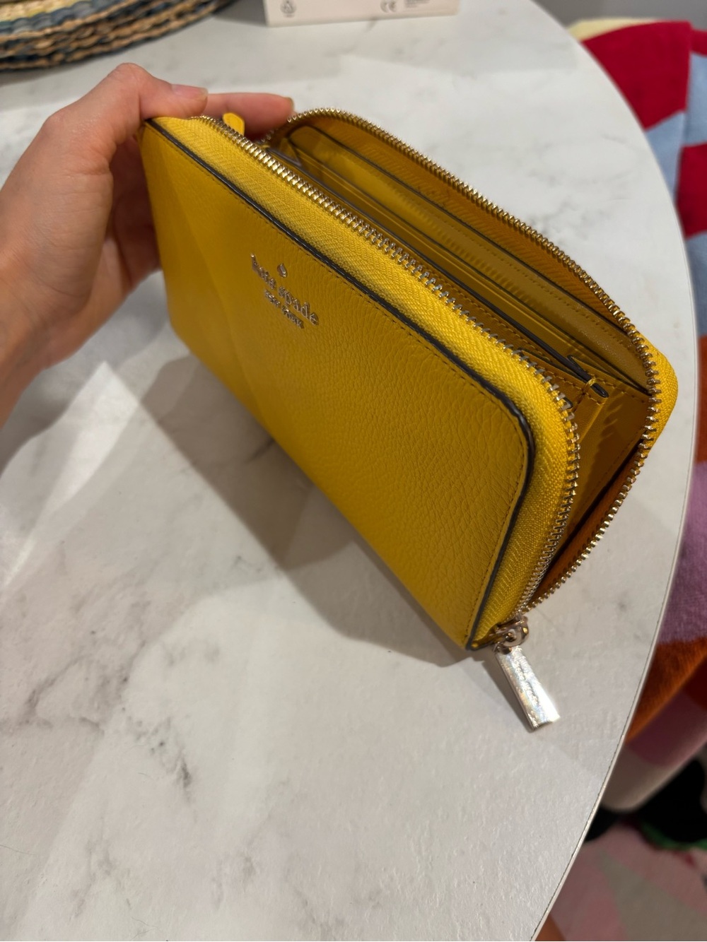 Kate Spade Yellow Pebbled Leather Zip-Around Wallet - Picture 8 of 10